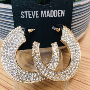 2/$20 Steve Madden Open Ring Hoop Earrings/ Rhinestones